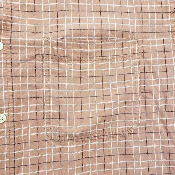 Boca Shirt Mens Large Orange Plaid Button Down Short Sleeve‎ Classic Pocket - Picture 5 of 10